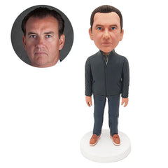 customized bobble head casual man figure in jacket