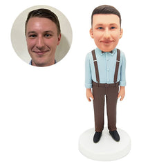 personalized bobblehead figure man in suit pants with suspenders