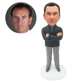 personalized bobblehead figure man with crossed arms on the chest
