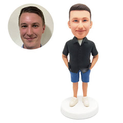 personalized bobblehead figure man with hands in pockets
