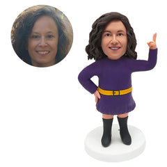 customised bobblehead figure female gnome with one hand on the hip