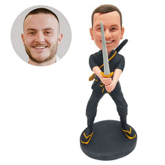 personalized bobblehead figure swordsman holding a sword