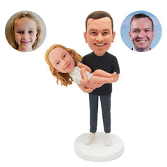 customized bobble head dad and kids figure father and daughter