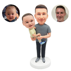 personalised bobbleheads dad and kids figures kind father and son