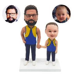 custom made bobbleheads dad and kids figures father and son holding hands