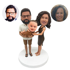 custom bobblehead dad and kids figure lovely family father holding a baby