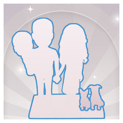 fully custom family bobblehead figurine with two pets dogs and cats