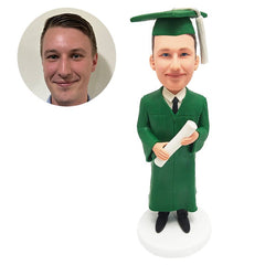 custom graduation bobble head figure graduate holding a diploma