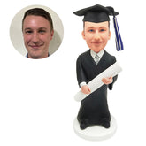 customized graduation bobble head figure graduate holding a diploma