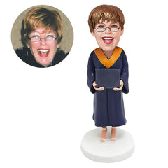 custom made graduation bobblehead figure female graduate holding a diploma