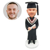 custom made graduation bobblehead figure male graduate holding a diploma