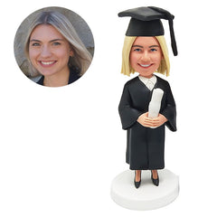 personalized bobblehead figure female graduate holding the graduation certificate