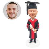 customised bobblehead figurine graduate holding a certificate