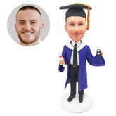customized bobblehead figure graduate holding a certificate