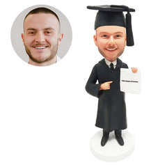 custom made bobblehead figurine graduate point to the certificate