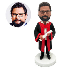 personalized bobble head figure male graduate holding a certificate