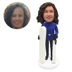 custom bobblehead figure skiing lady