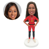 customised bobblehead figure racer champion with hands on hips