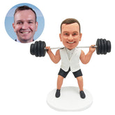 customised weightlifting bobblehead man fitness weightlifter holding barbells