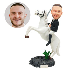 custom made bobblehead male knight rididng on a horse