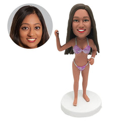 custom made bodybuilding bobble head figure sexy lady with hands up in swimwear
