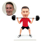 custom weightlifting bobblehead man fitness weightlifter holding barbells