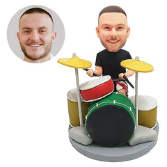 personalised bobblehead figure drummer beating a drum