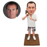 personalised bobble head figure man holding a wine and a goblet