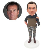 personalised hunter bobble head figure man holding a gun