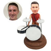 personalized bobblehead figure drummer beating a drum