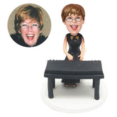 personalized bobblehead figure woman playing electronic organ