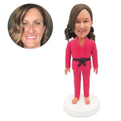 personalized jiu jitsu judo taekwondo karate bobble head fighter in red uniform