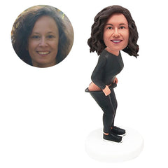 customised bobblehead figure funny woman desperating for the toilet