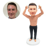 custom made bobble head figure naked man making special gesture