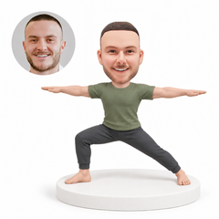 custom bobblehead figure male yoga warrior two pose