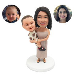 personalised bobbleheads figures mother mom holding a lovely baby