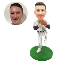 personalised bobblehead figure baseball pitcher holding a baseball