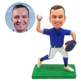 personalized bobblehead figure baseball pitcher holding a baseball
