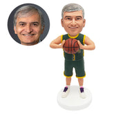 personalized bobblehead figure basketball fans holding a basketballball on the chest