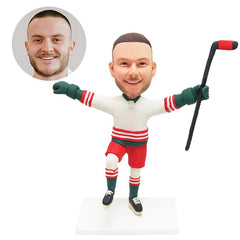 custom made bobble head figure hockey player cheering up