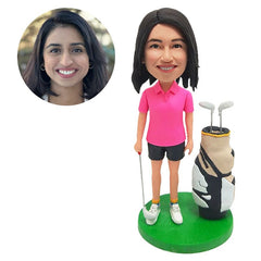 customised bobblehead figure female golfer