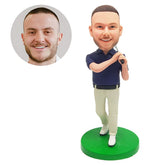 customized bobblehead figure male golfer holding a golf club