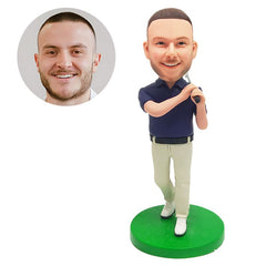 customized bobblehead figure male golfer holding a golf club