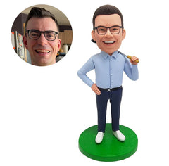 customized bobblehead figure male golfer holding a golf club