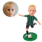 custom made bobblehead figure male soccer kid kicking the ball