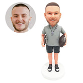 custom made bobble head sport fan figure male football coach with a whistle