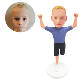 custom bobblehead figure runner cheering up