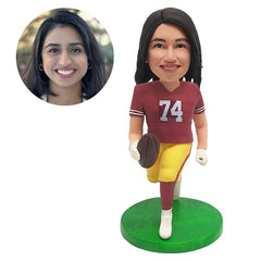 personalized bobblehead figure female football quarterback player
