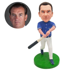 custom made bobble head figure baseball hitter waving a baseball bat