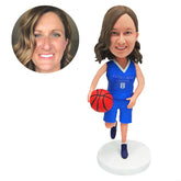 custom bobblehead figure female basketball player stride lay up